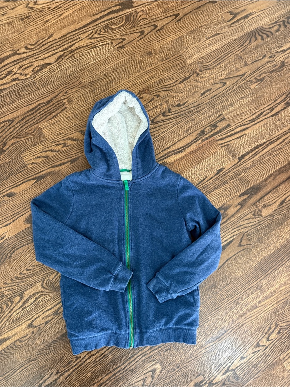Kids Navy Blue Sherpa-Lined Hoodie Jacket